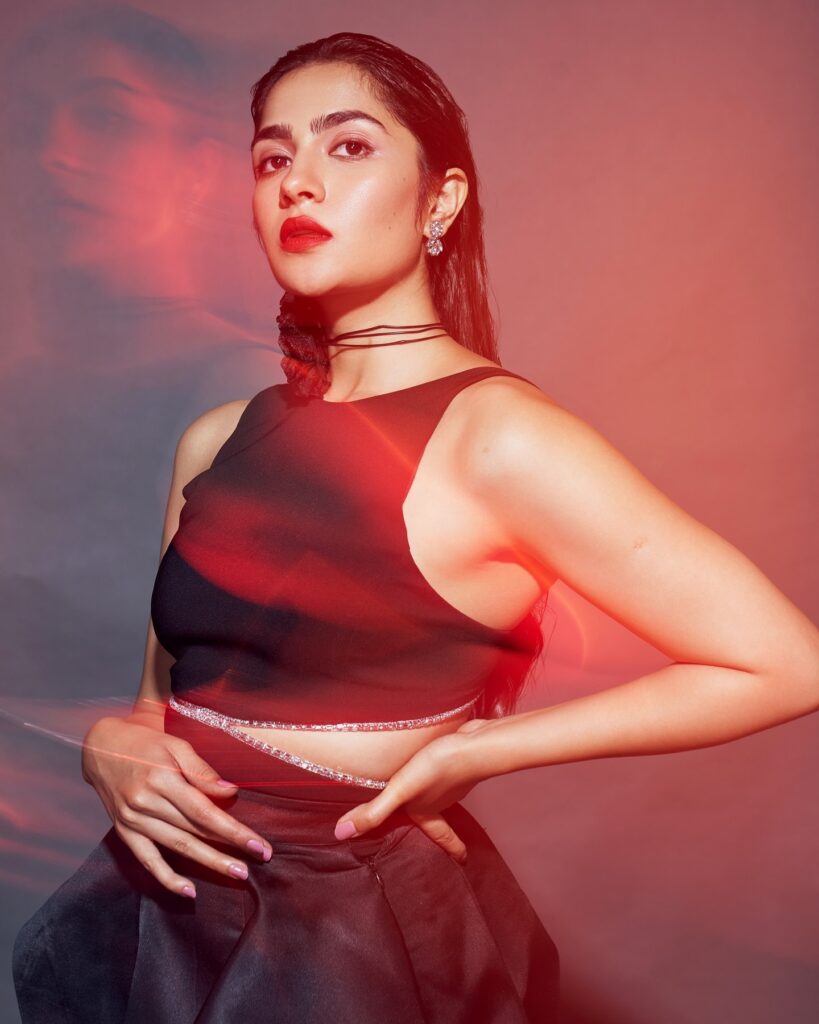 Rukmini Vasanth in black dress