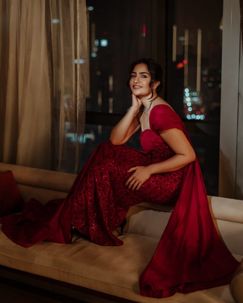 Rukmini Vasanth red dress