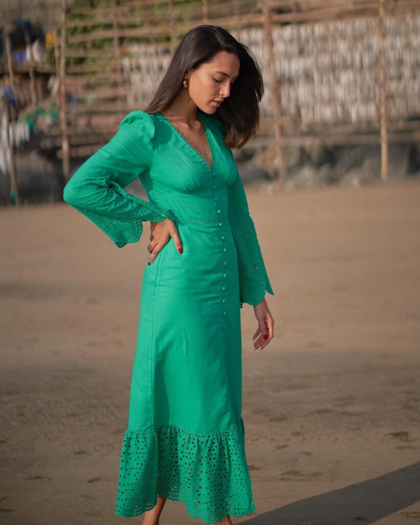Aishwarya Desai in green dress