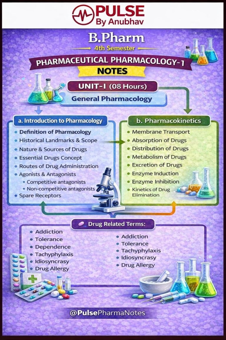 B.Pharm 4th Semester Pharmaceutical Pharmacology 1 Notes - Pulse By Anubhav