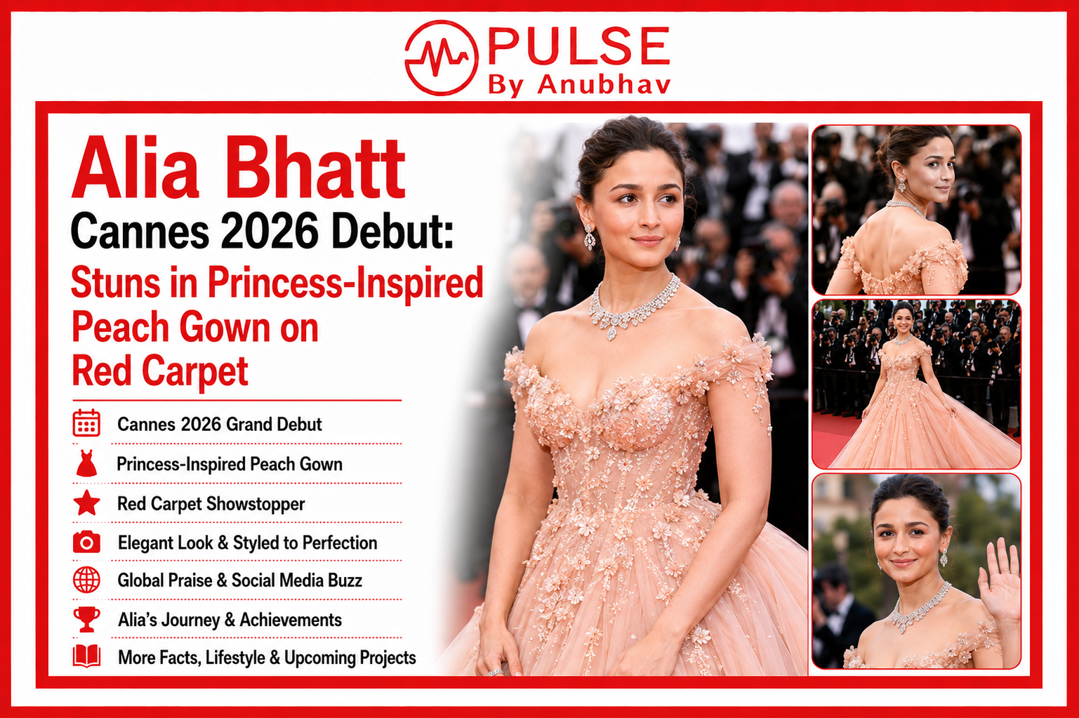 Alia Bhatt age marriage Alia Bhatt biography Alia Bhatt cast Alia Bhatt first movie Alia Bhatt movies Alia Bhatt songs Alia Bhatt wedding Alia Bhatt daughter Alia Bhatt Cannes 2026 look Alia Bhatt Cannes 2026 dress designer Alia Bhatt peach gown Cannes 2026 Alia Bhatt Tamara Ralph gown Cannes Alia Bhatt Yash Patil gown Cannes Alia Bhatt red carpet Cannes 2026 photos Alia Bhatt Cannes debut 2025 vs 2026 Alia Bhatt L’Oreal Paris ambassador Cannes Aishwarya Rai Cannes 2026 controversy Indian celebrities at Cannes 2026 Cannes Film Festival 2026 highlights Alia Bhatt upcoming movies 2026