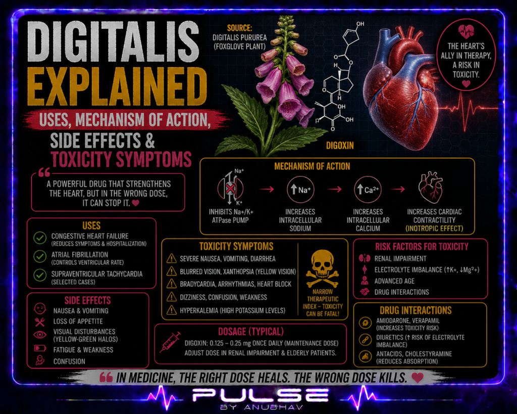 Digitalis toxicity
Digitalis toxicity symptoms
Digitalis drug
Digitalis mechanism of action
Digoxin toxicity treatment
What is an early sign of digoxin toxicity
Digitalis side effects
Digoxin toxicity side effects
Digoxin uses in heart failure
Digoxin toxicity symptoms
Digoxin side effects explained
What is Digoxin medicine
Digoxin mechanism of action
Digoxin ECG changes
Digoxin overdose treatment
Cardiac glycoside drugs list
Digoxin dosage for atrial fibrillation
How Digoxin works in the heart
Digitalis toxicity diagnosis
Digoxin blood level test
Digoxin vs Digitoxin
Foxglove plant medicine
Life-saving cardiac medicines