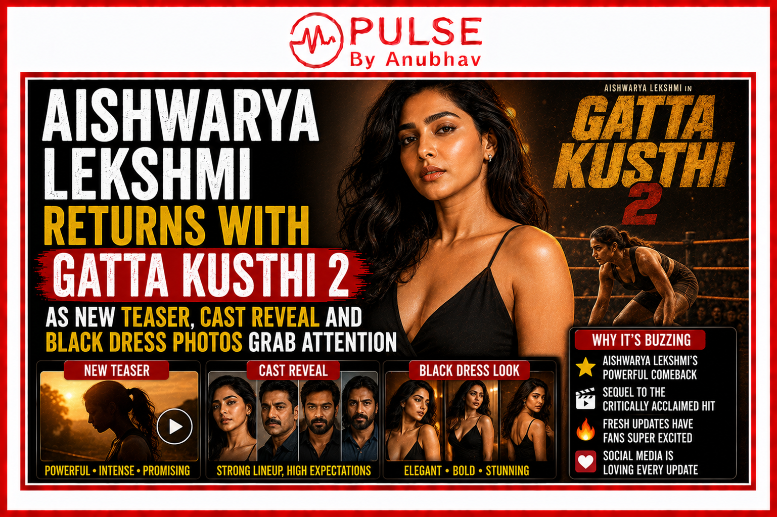 Aishwarya Lekshmi, Gatta Kusthi 2, Vishnu Vishal, Aishwarya Lekshmi Photos, Aishwarya Lekshmi Biography, South Actress, Tamil Movies, Malayalam Actress, Entertainment News, Celebrity Updates, Pulse by Anubhav