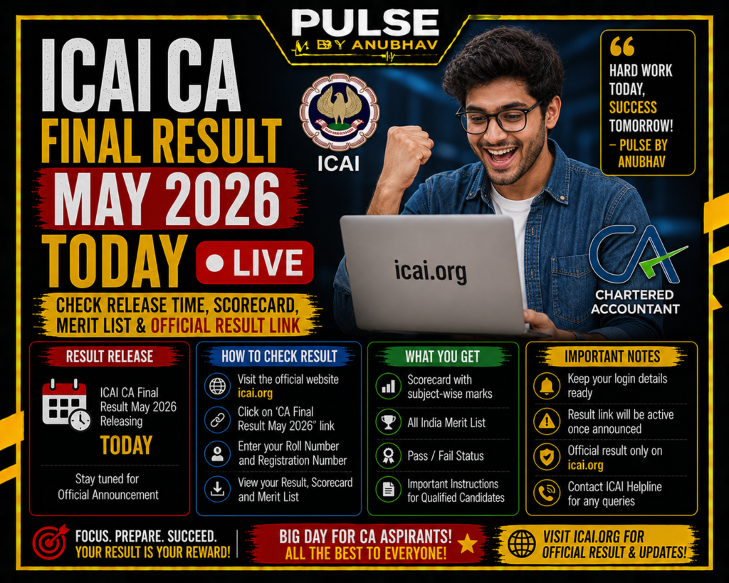 Icai ca final result may 2026 time