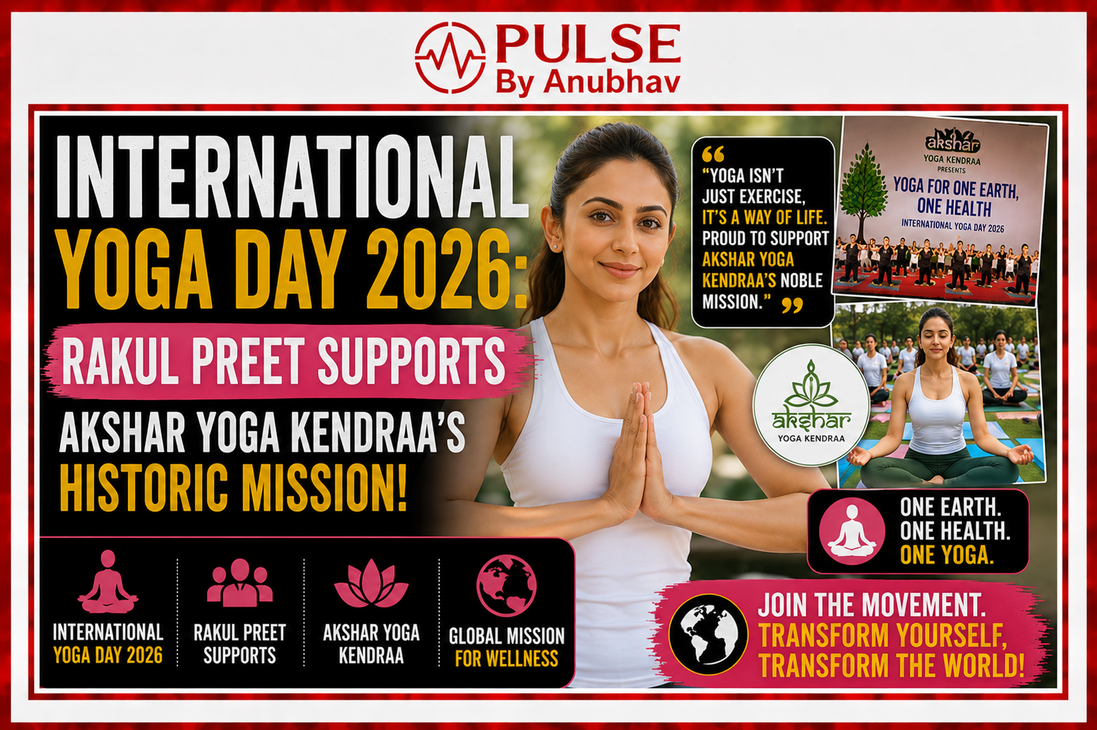 Rakul preet singh akshar yoga news Rakul preet singh joins akshar yoga Akshar yoga kendraa 21 guinness world records Akshar yoga kendraa 21 world records