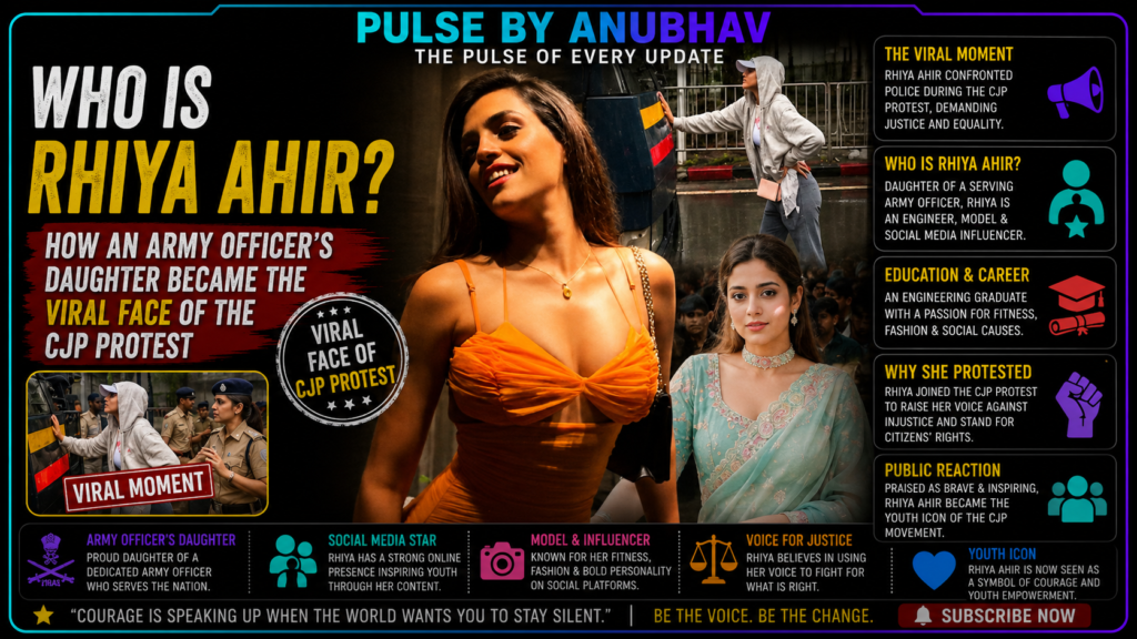 Who is Rhiya Ahir?
Rhiya Ahir Biography
Rhiya Ahir Age
Rhiya Ahir Family
Rhiya Ahir Father
Rhiya Ahir Education
Rhiya Ahir Instagram
Rhiya Ahir Husband
Rhiya Ahir Profession
Rhiya Ahir Movies and Music Videos
Rhiya Ahir Rhiyasat Brand
Rhiya Ahir Viral Video
Rhiya Ahir Police Van Incident
Rhiya Ahir CJP Protest
Rhiya Ahir NEET Paper Leak Protest
Why is Rhiya Ahir Trending?
Rhiya Ahir Statement on Trolls
Rhiya Ahir 'Mat Kariye Mujhe Support' Video
Mumbai CJP Protest News
CJP Protest Latest Updates